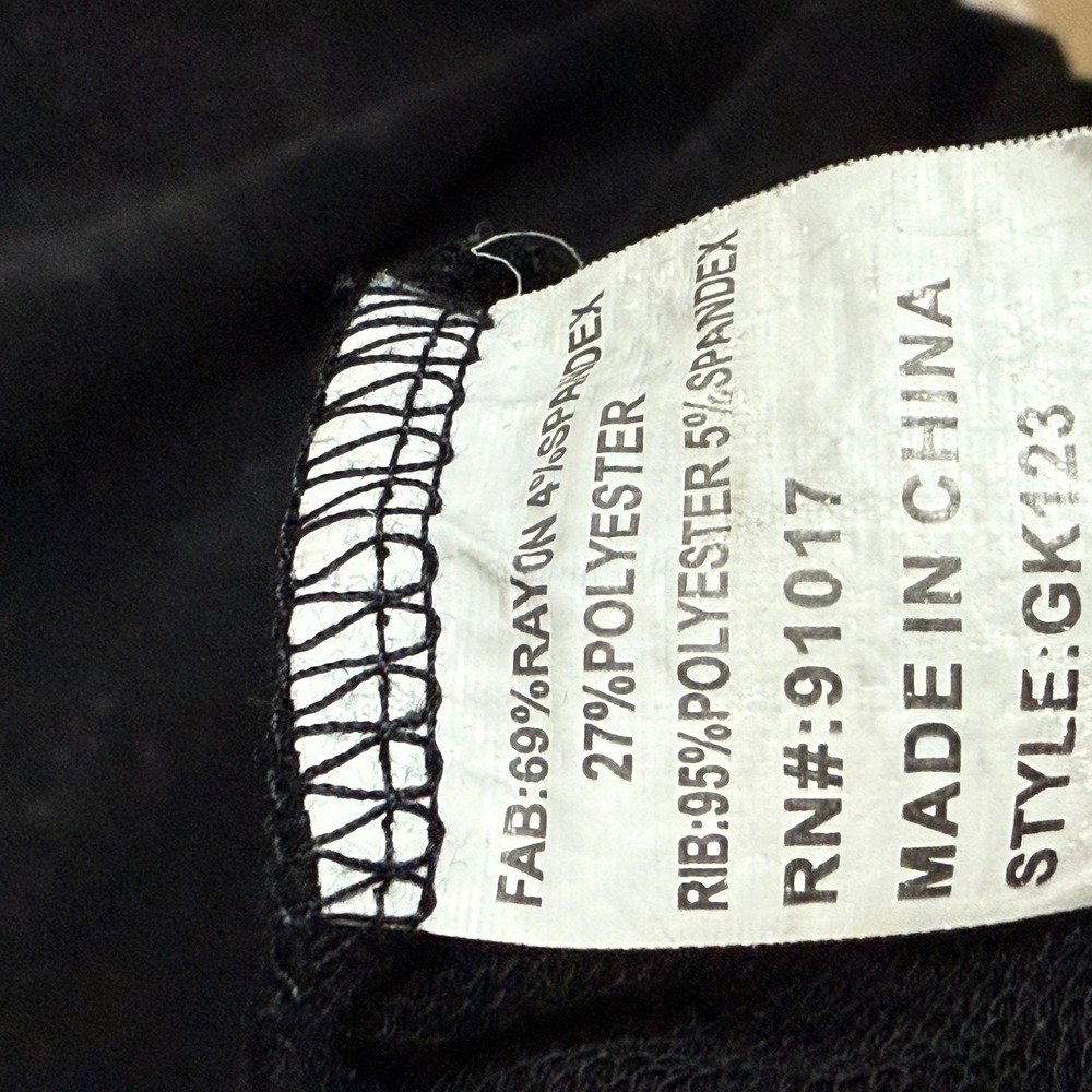 Solitaire Womens Size M Embellished Crew Neck Indie Long Sleeve Washed Black Top - Picture 7 of 8